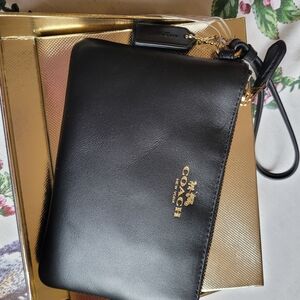 Coach Black Leather Wristlet